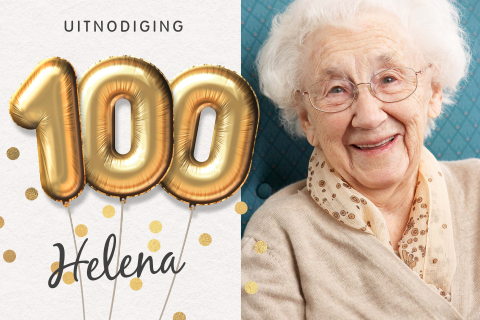 Feestelijke uitnodiging 100 jaar eigen foto
