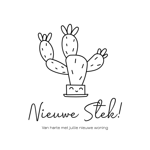 Felicitatiekaart nieuwe woning illustratie cactus stek