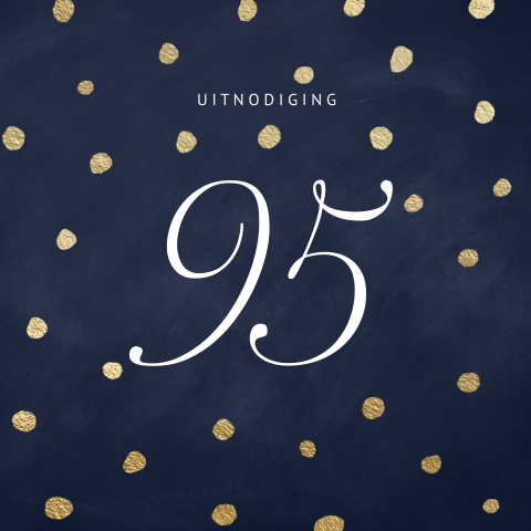 Mooie uitnodiging verjaardag 95 jaar donker blauw goud