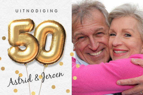 Uitnodiging jubileum 50 jaar getrouwd met foto