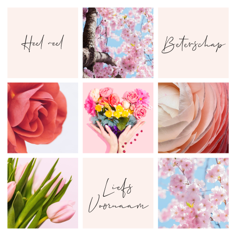Beterschap kaart foto collage bloemen eigen fotos