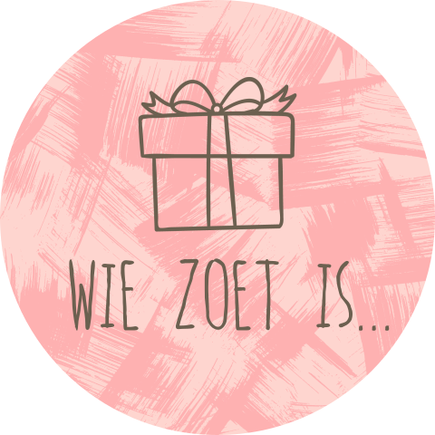 Sinterklaas stickers sluitzegel Wie zoet is roze cadeau