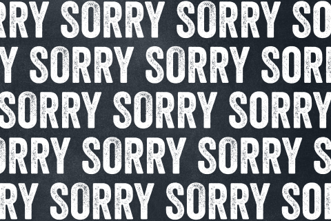 Sorry kaart veel sorry typografie