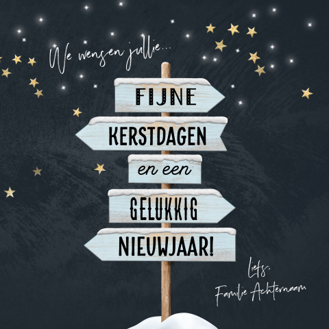 Leuke kerstkaart wegwijzer