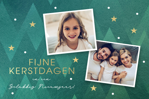 Moderne kerstkaarten drie foto's geometrisch