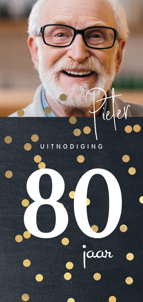 Uitnodiging 80 jaar verjaardag met foto