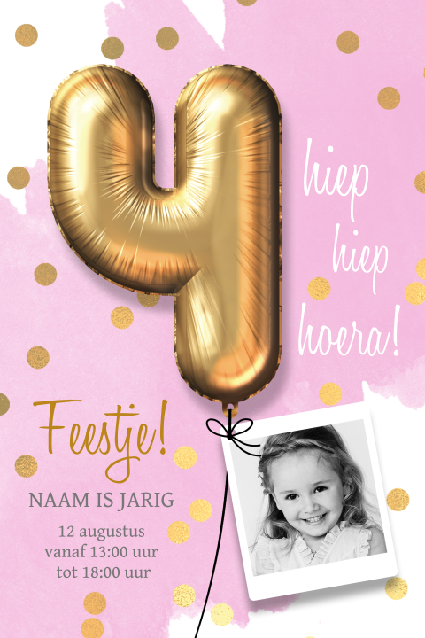Uitnodiging kinderfeestje 4 jaar meisje
