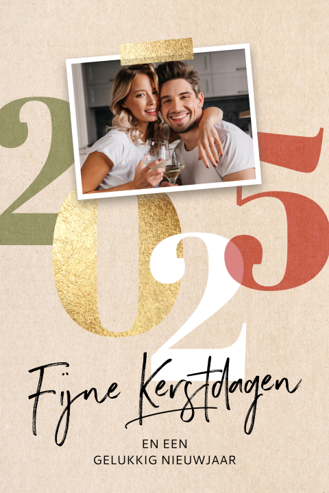 Chique kerst en nieuwjaarskaarten 2025 met foto