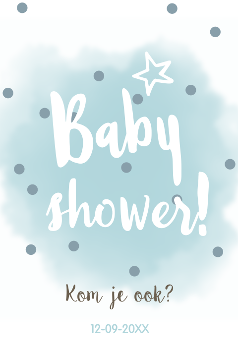 Uitnodiging babyshower sterren mint jongen