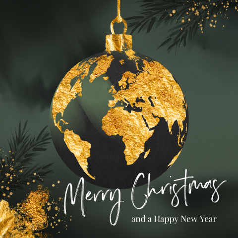 Bedrijfs kerstkaart zakelijke wereldbol