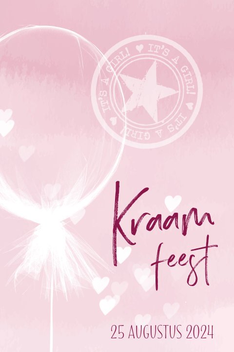 Roze kraamfeest uitnodiging