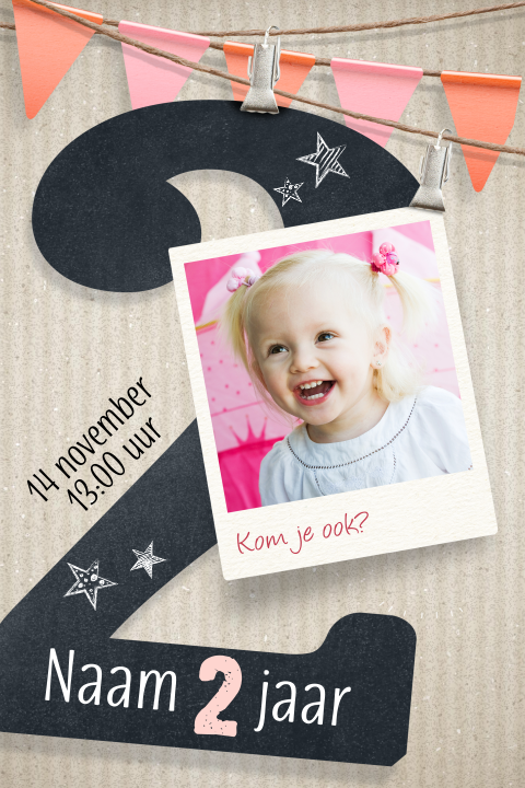 Uitnodiging 2 jaar verjaardag feestje meisje