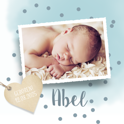 Pastel blauw geboortekaartjes met foto jongen