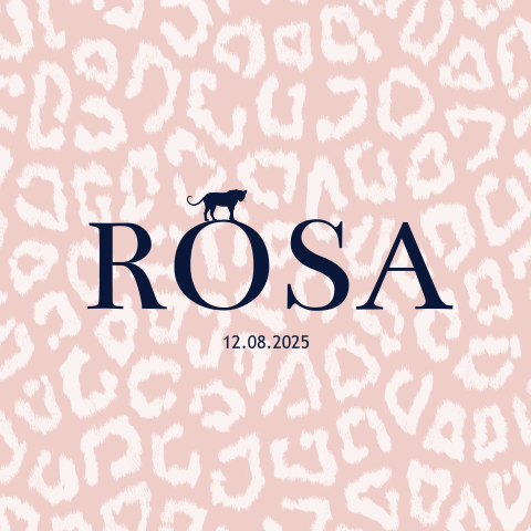 Panter print geboortekaartje meisje roze