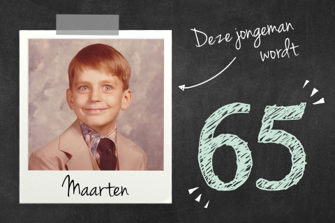 Uitnodiging met foto van vroeger 65 jaar