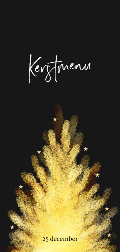 Kerst menukaarten chique gouden kerstboom