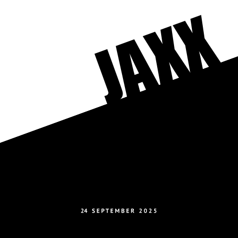 Zwart-wit Geboortekaartje minimalistische vlakken typografische naam