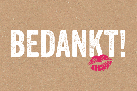 Hippe bedankkaart met een kus