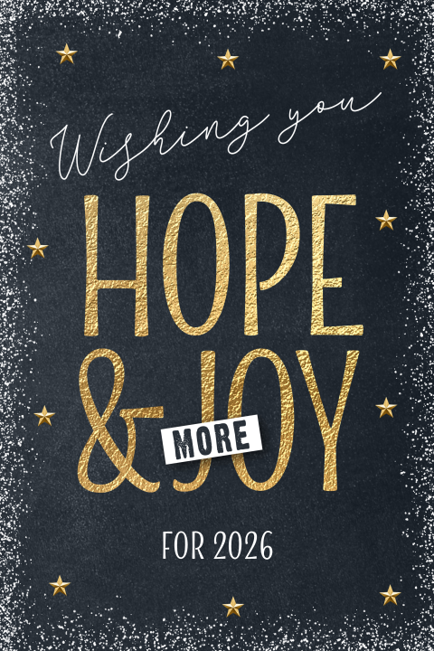 Kerstkaarten 2026 Wishing you hope and more joy