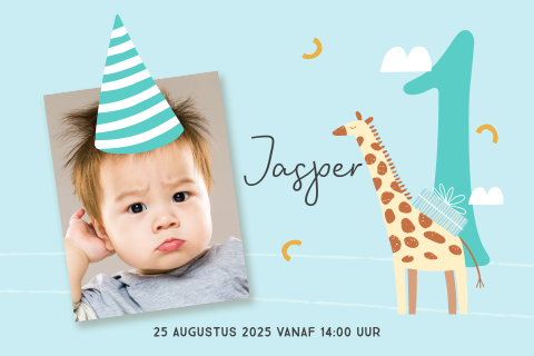 Uitnodiging kinderfeestje 1 jaar giraf