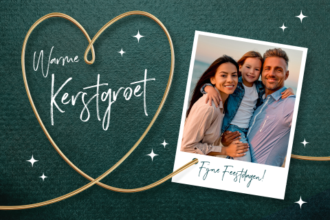 Kerstkaarten met foto warme kerstgroet en hart