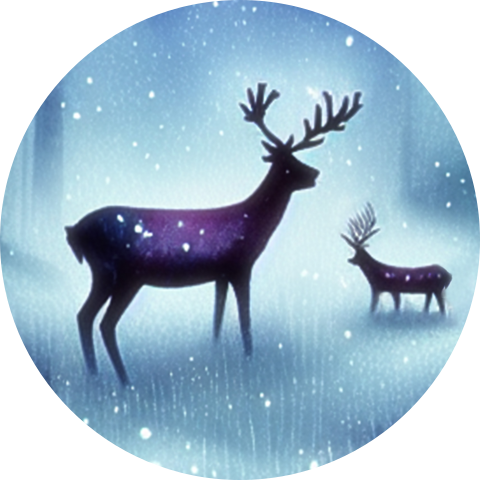 Sluit sticker kerst hertjes winters waterverf stijl