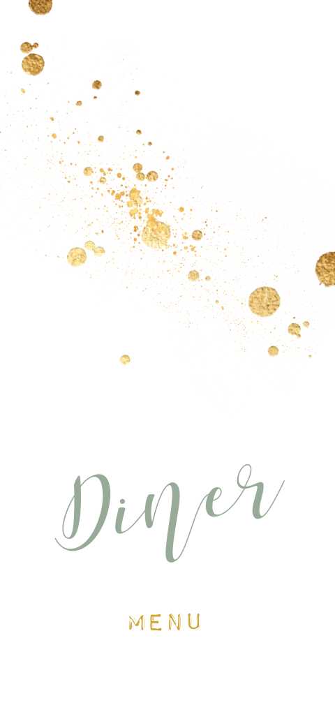 Menukaart met chique gouden spetters