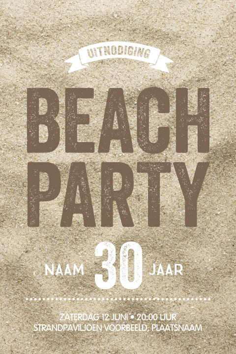 Hippe beach party uitnodiging strandfeest