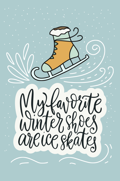 Winterse kerstkaart schaats illustratie en quote