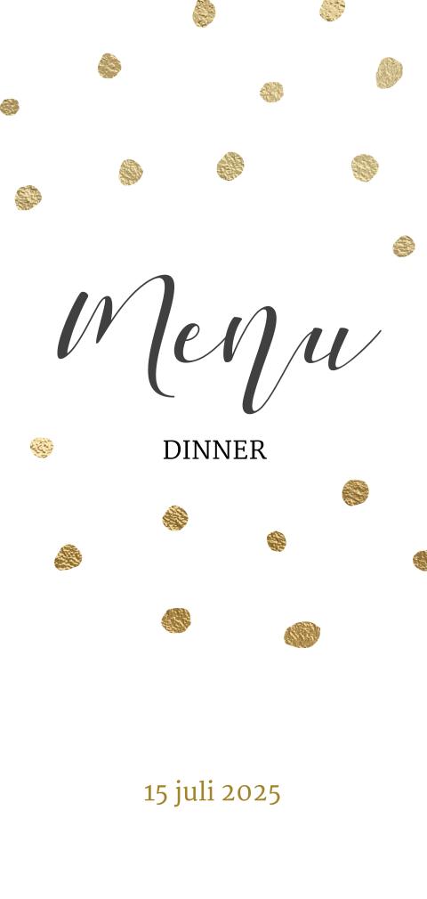 Chique menukaart gouden confetti