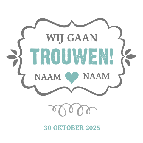 Typografische trouwkaart ontwerpen wit