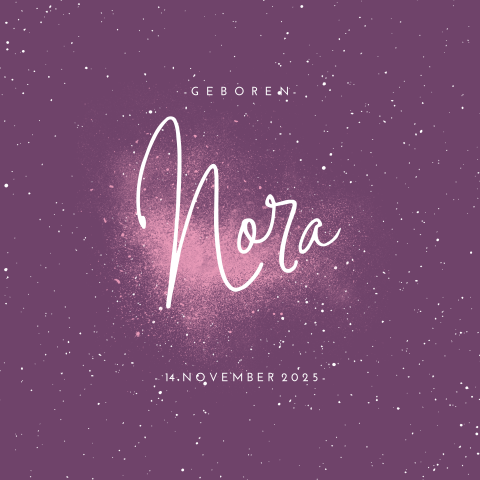 Geboortekaartje met sterren roze paars meisje