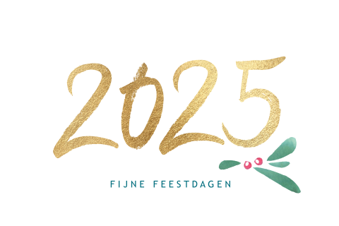 Mooie kerstkaart wit goud nieuwjaarskaart 2025 