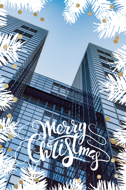 Zakelijke foto kerstkaart met dennentakken