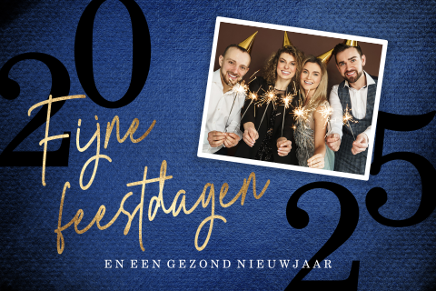 Kerst en Nieuwjaarskaarten 2025 met eigen foto donker blauw