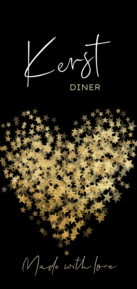 Menukaart kerst maken Made with love goud hart