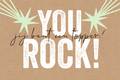 Bedank kaart You Rock! Jij bent een topper