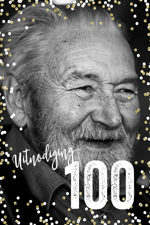 Uitnodigingen met foto verjaardag 100 jaar man of vrouw enkel