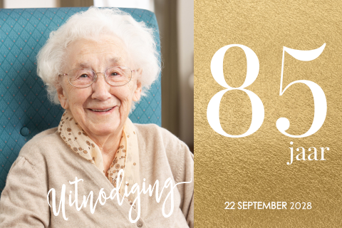 85 jaar uitnodigingen met foto goud