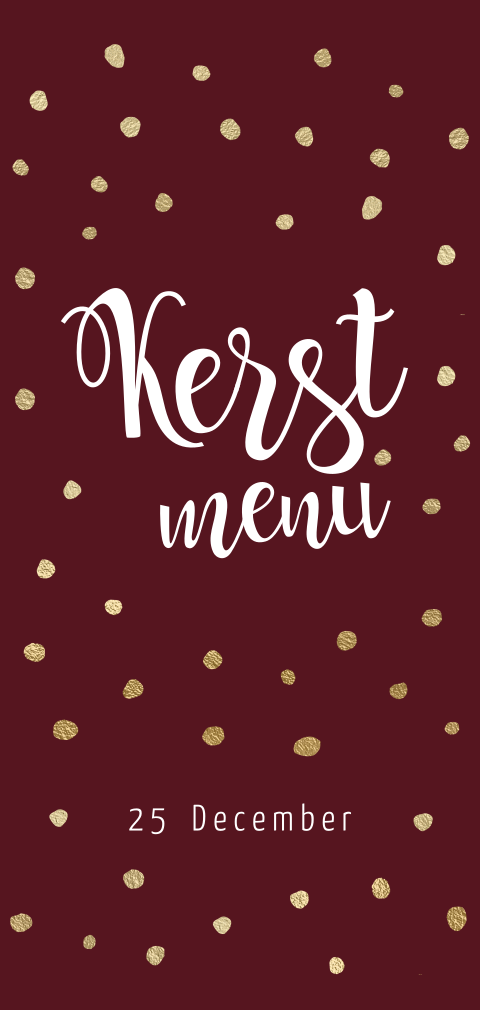Feestelijke kerst menukaart rood goud stippen