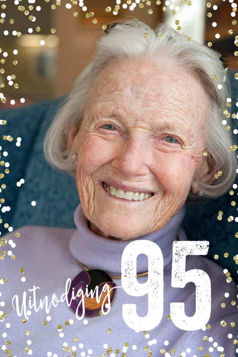 Fotokaart uitnodiging verjaardag 95 jaar met eigen foto
