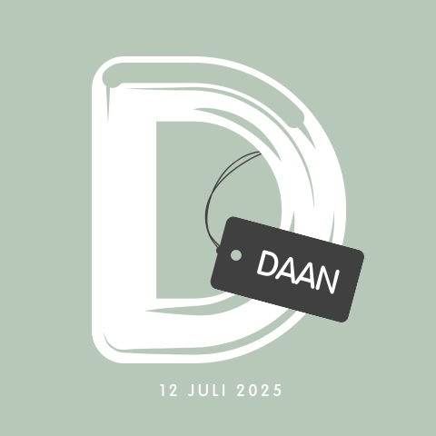 Geboortekaartje typografie letter mint kleur
