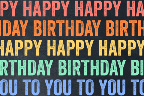 Verjaardagskaart Happy Birthday regenboog typografie