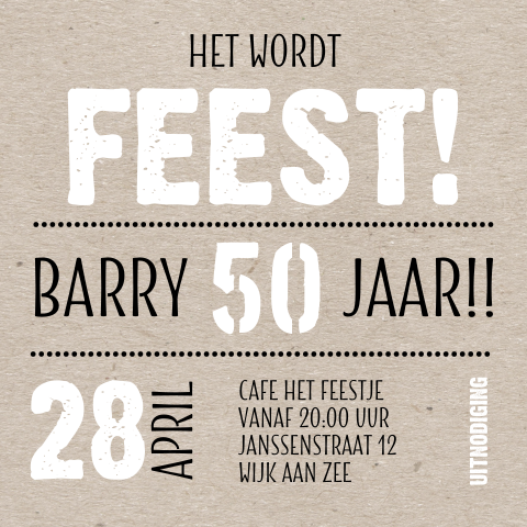 Hippe uitnodiging 50 jaar