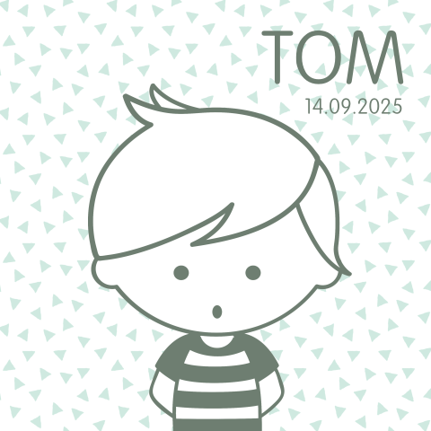 Minimalistische Geboortekaartjes jongetje illustratie mint wit