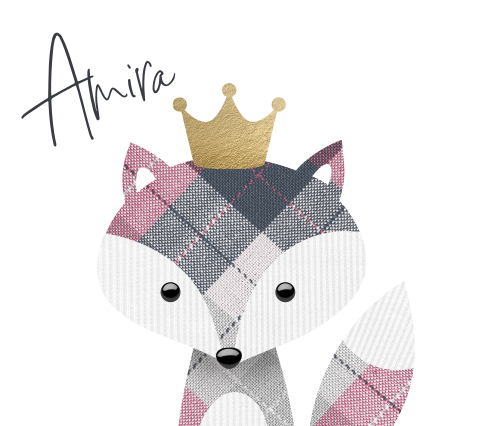 Geboortekaartje vos meisje Belgisch vierkant