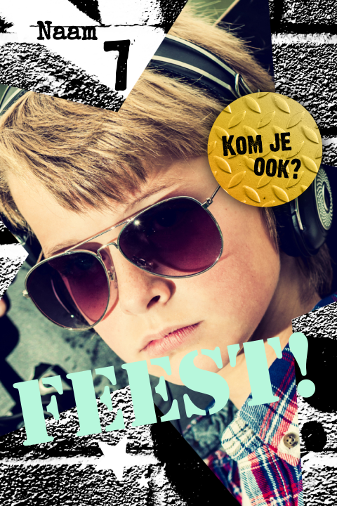 Stoere uitnodigingskaarten kinderfeestje jongen foto