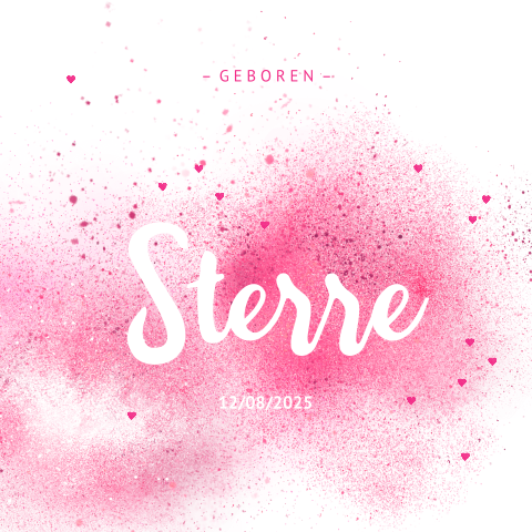 Feestelijk geboortekaartje roze sterrenhemel