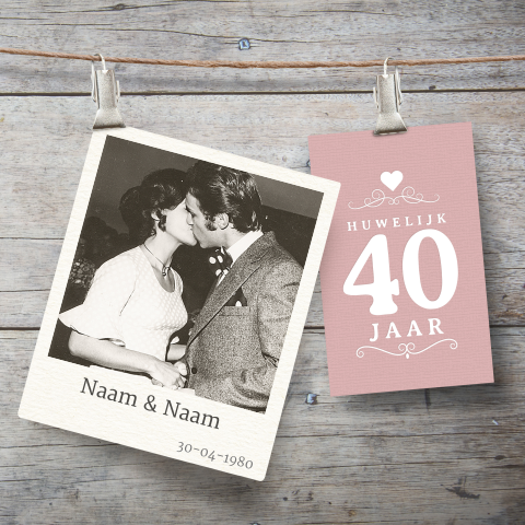 40 jaar huwelijk uitnodiging voor jubileum roze hout