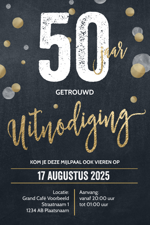 Uitnodigingskaart 50 jaar huwelijk